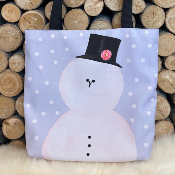 Handbags - Snowman Tote Bag - Let it Snow! 13x13 Original Design by Brown’s General